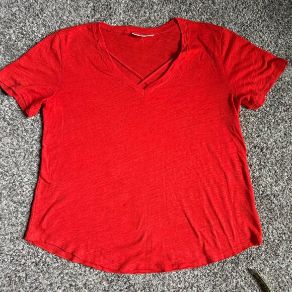78 & Sunny Pacific Coast V-Neck Short Sleeve Slub Tee, Size M, Fiery Red - Picture 4 of 9
